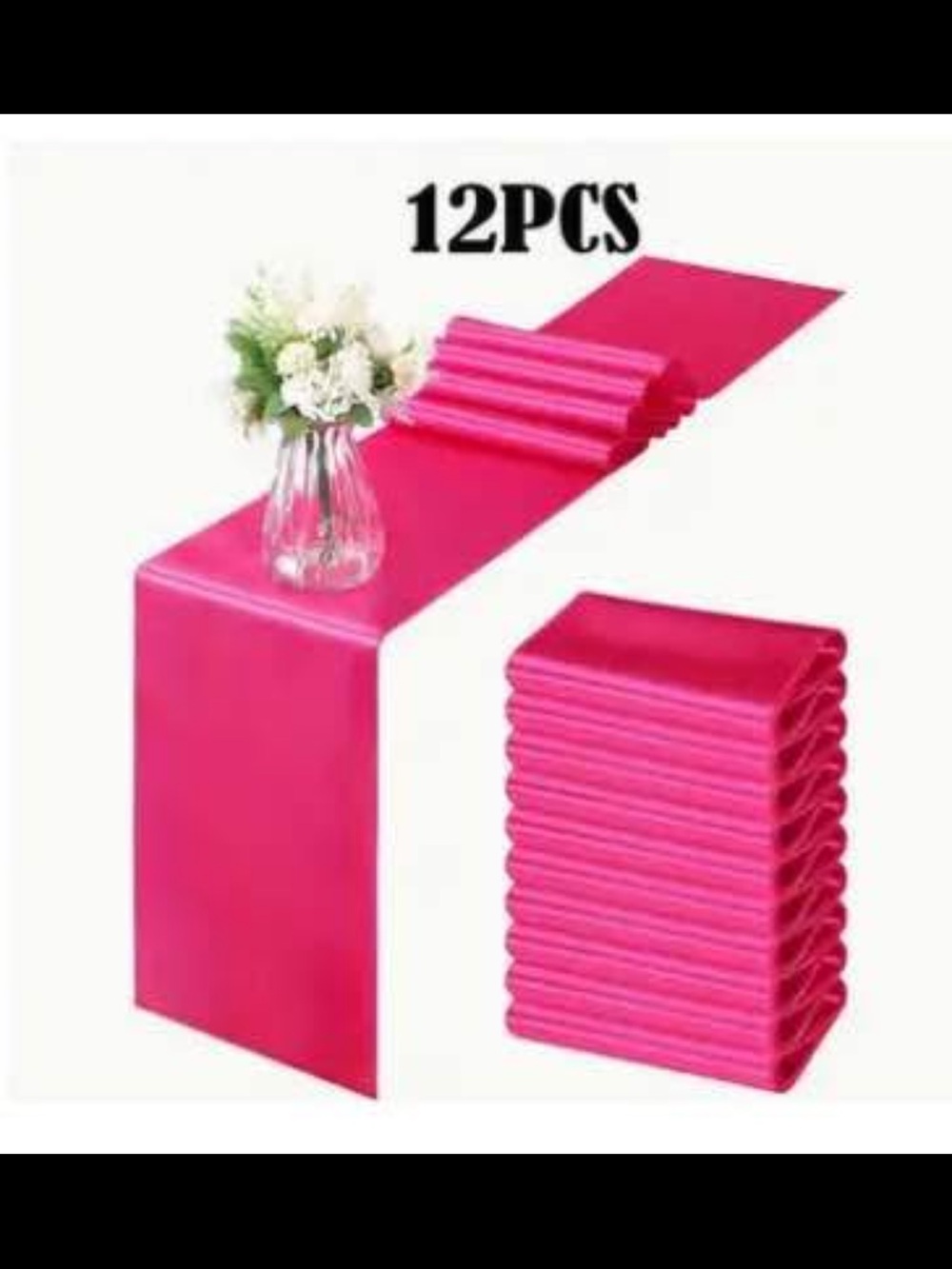 Hot Pink Satin Table Runner - Pack of 12
